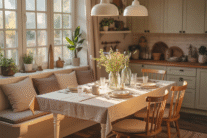 A photograph of a Charming cozy kitchen